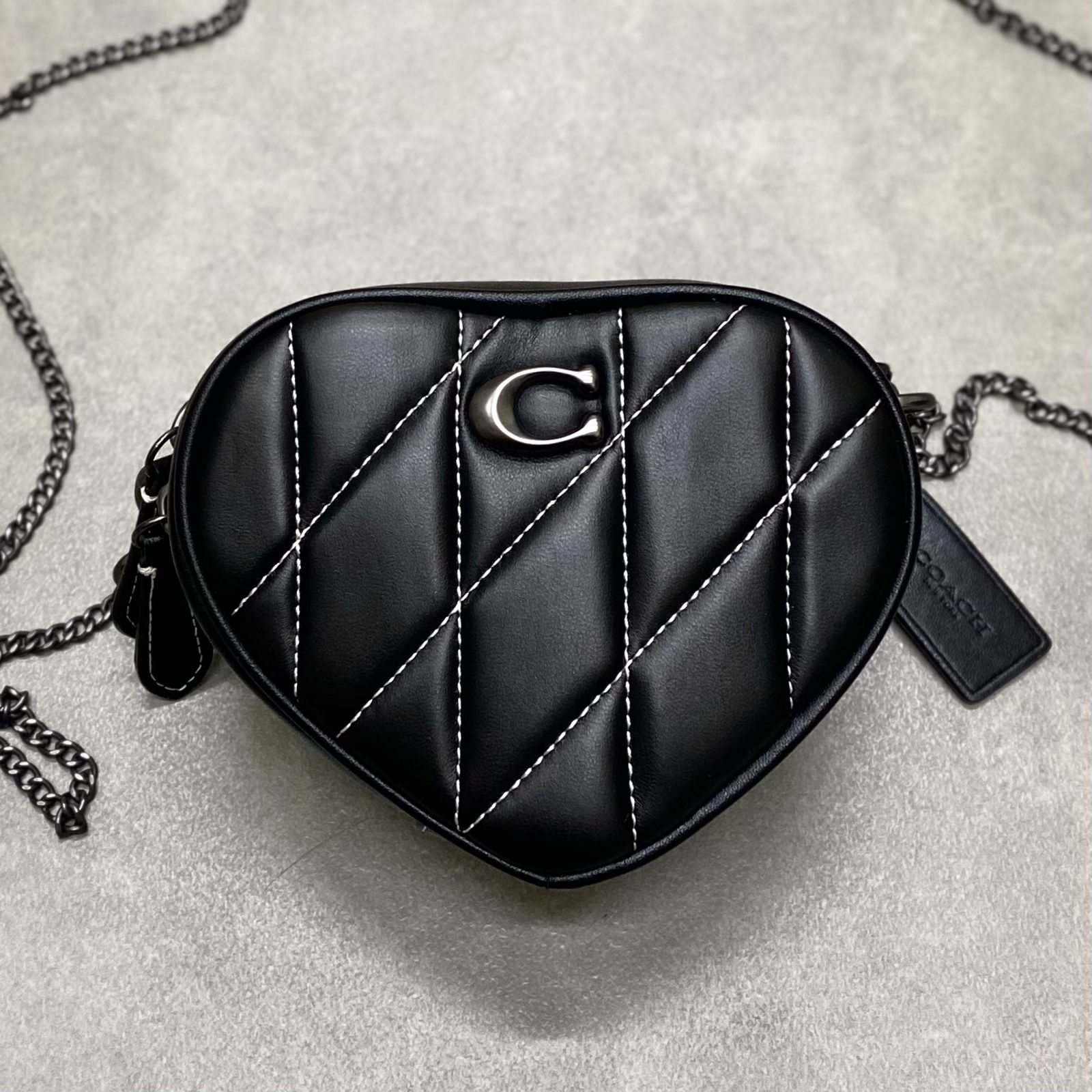 Túi Coach Heart Pewter Crossbody With Quilting DS Black